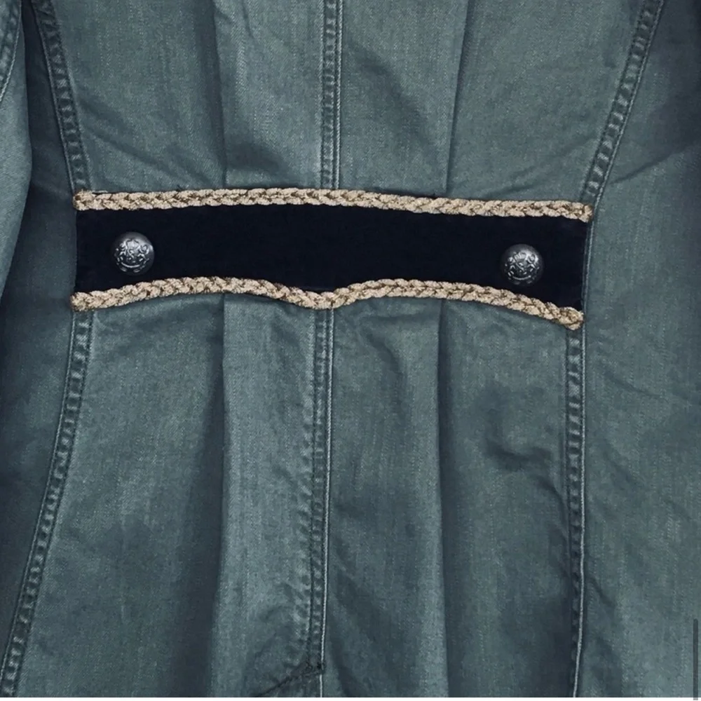 Free People Passenger Military Style Cotton Twill Jacket Blazer In Moss Size L
